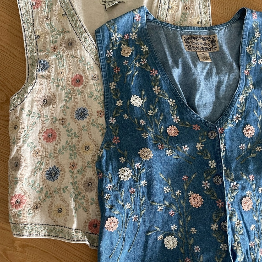 Tantrums Blue Floral Embroidered Vest - Picture 2 of 3